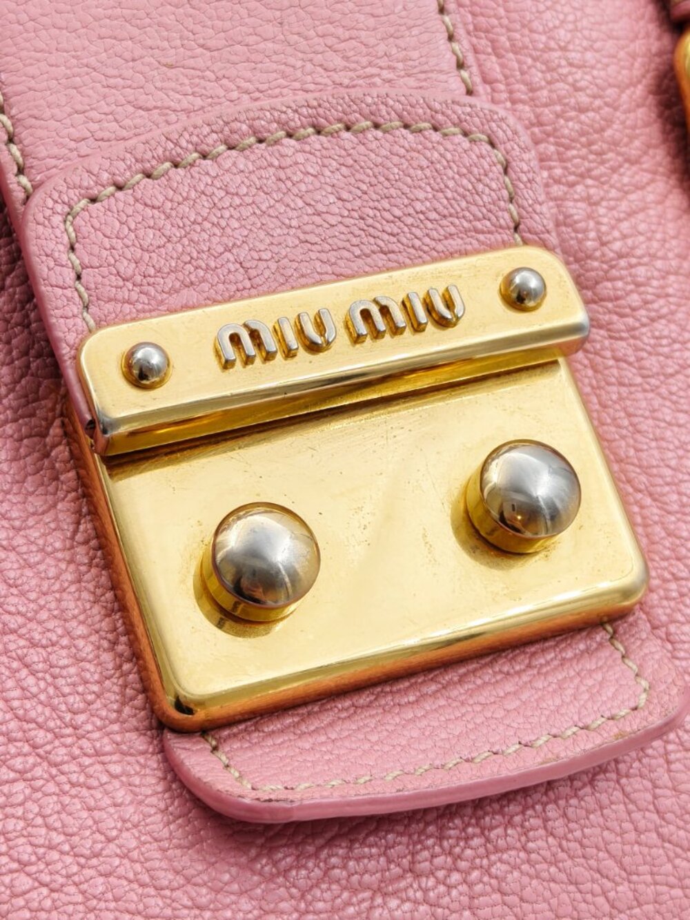 Miu Miu Pink Vitello Leather Satchel Top Handle Bag Gold Hardware - Picture 11 of 15